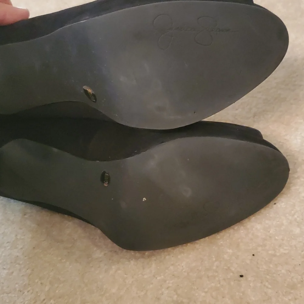 Jessica Simpson black peep toe black heels with bling. Size 9